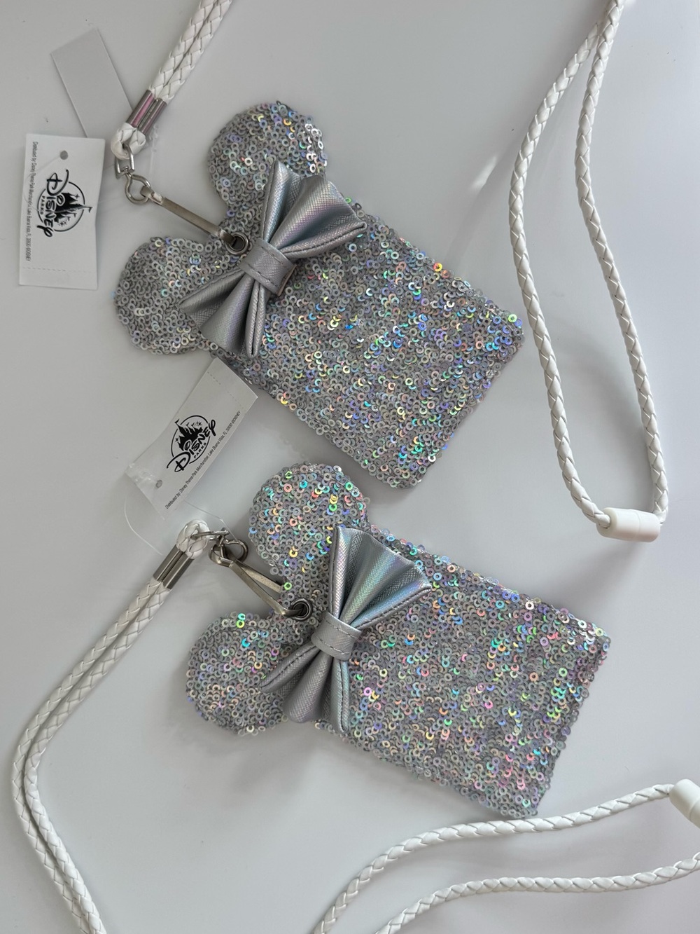 (2) - NWT Disney Parks Loungefly Minnie Holographic Sequin Laynard Silver
